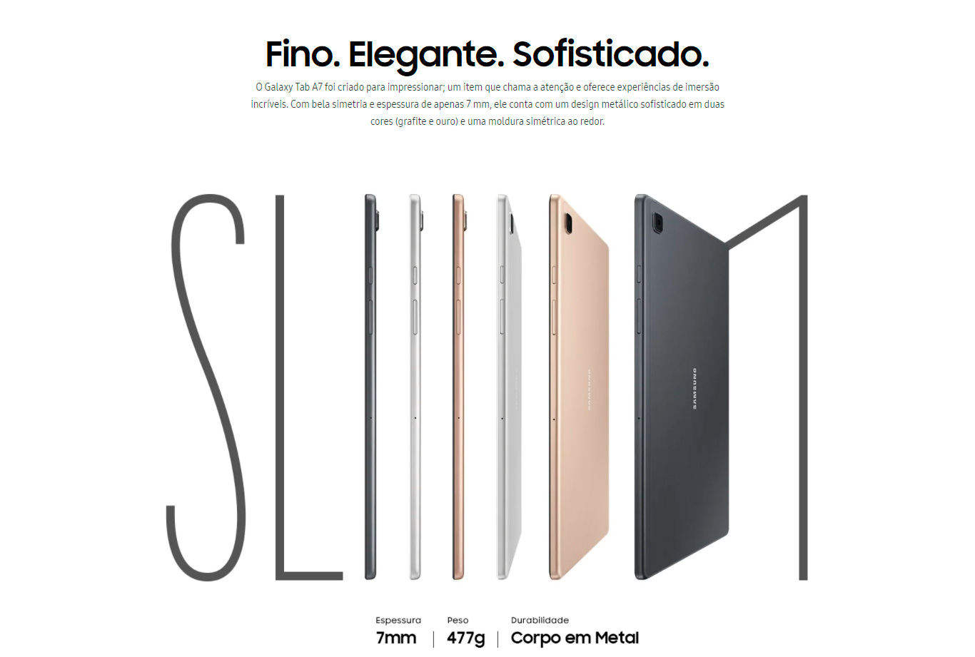 Tablet Samsung Galaxy A7 4G T505 64GB 3GB RAM Tela Grande 10.4 Câmera Traseira 8MP Frontal de 5MP Android 10 Grafite